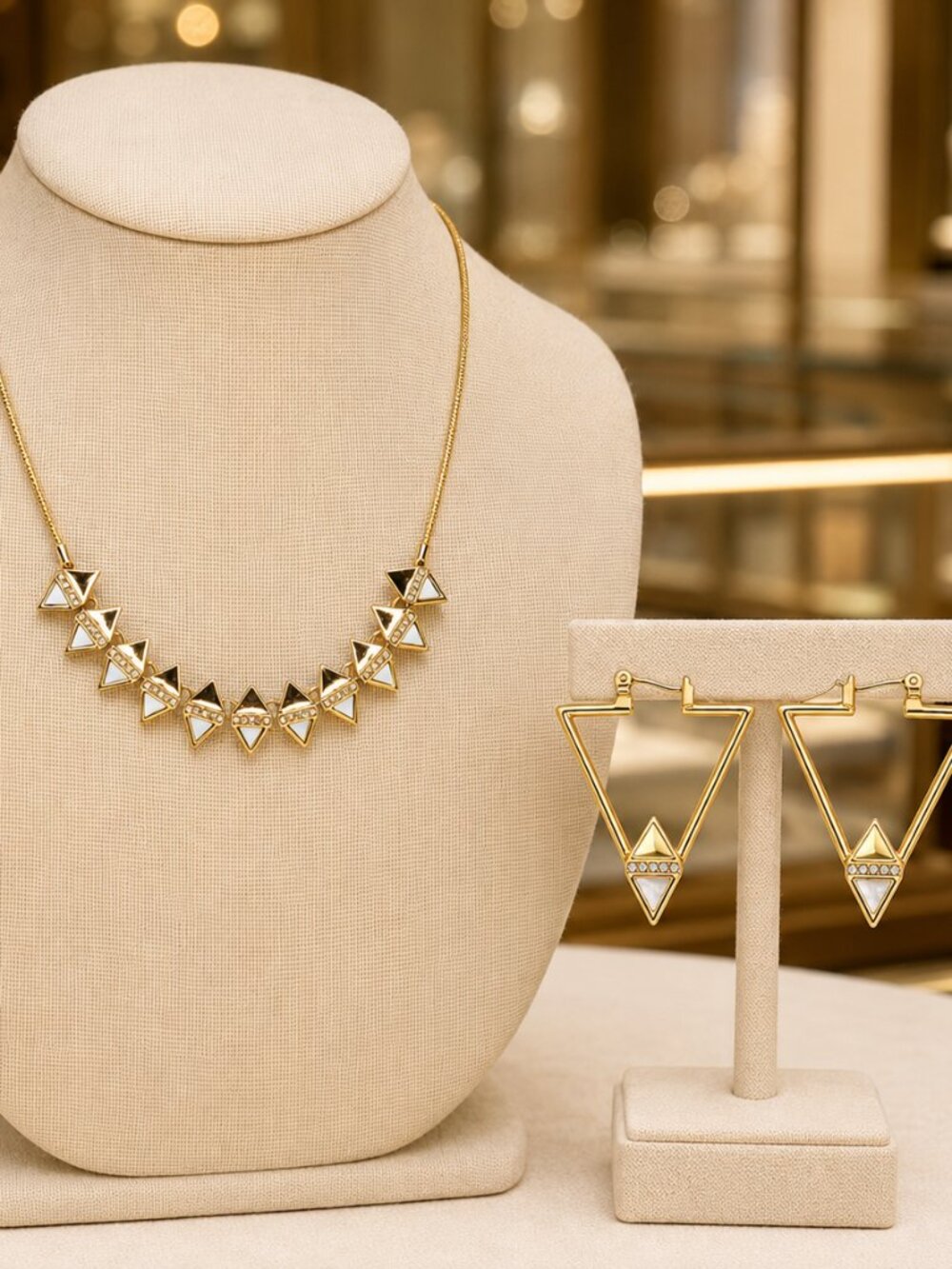 Lydell NYC Gold-tone & Mother Of Pearl Statement Necklace & Earrings Set